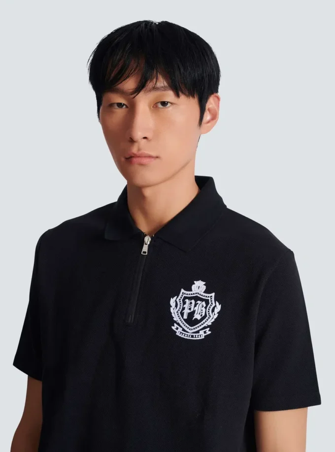 Polo a maniche corte con emblema College Polo a maniche corte con emblema College