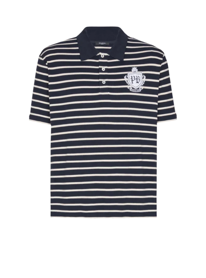 Polo a righe con emblema College Polo a righe con emblema College