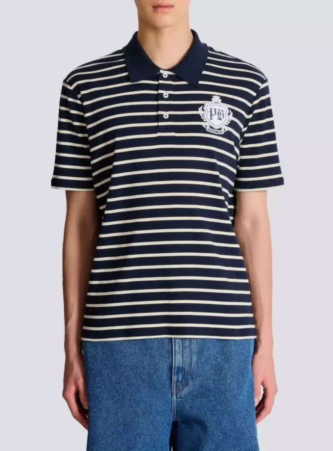 Polo a righe con emblema College Polo a righe con emblema College
