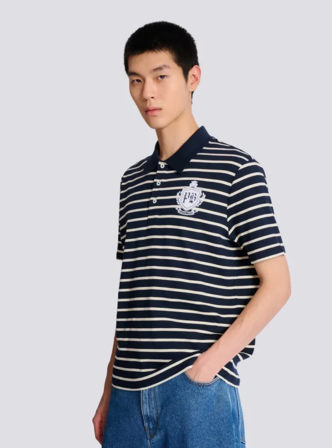 Polo a righe con emblema College Polo a righe con emblema College