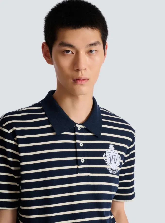 Polo a righe con emblema College Polo a righe con emblema College