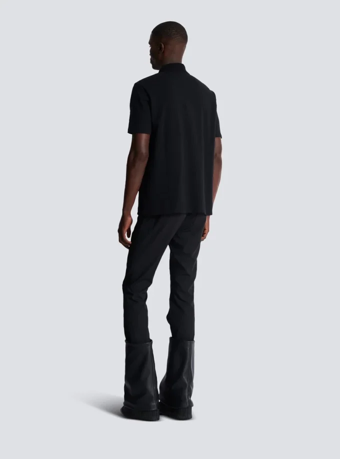 Polo in cotone con etichetta Balmain Couture in pelle Polo in cotone con etichetta Balmain Couture in pelle