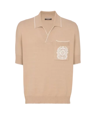 Polo in maglia con ricamo Balmain Écusson