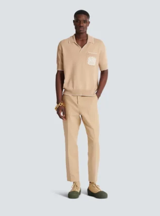 Polo in maglia con ricamo Balmain Écusson
