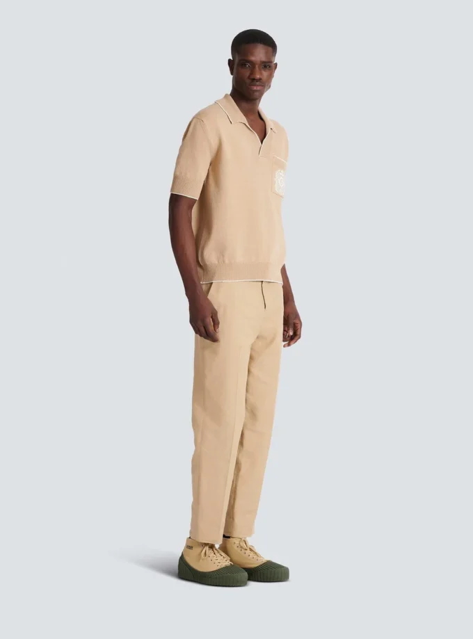 Polo in maglia con ricamo Balmain Écusson Polo in maglia con ricamo Balmain Écusson