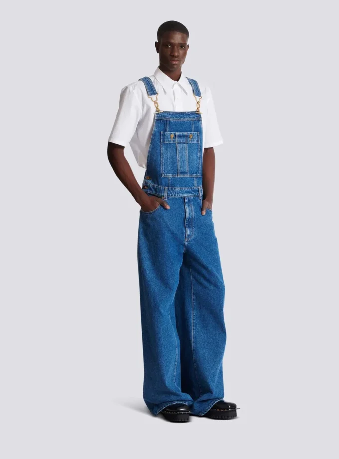 Salopette in denim blu scuro