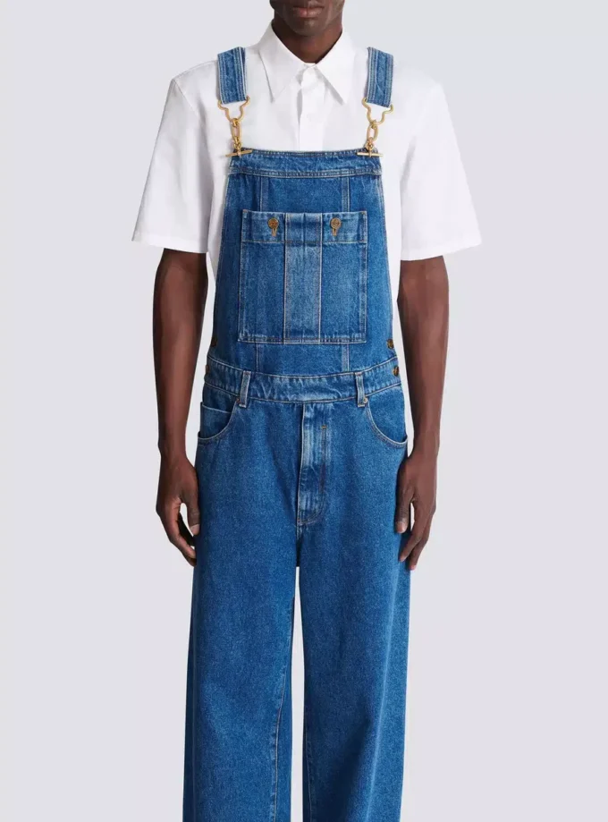 Salopette in denim blu scuro