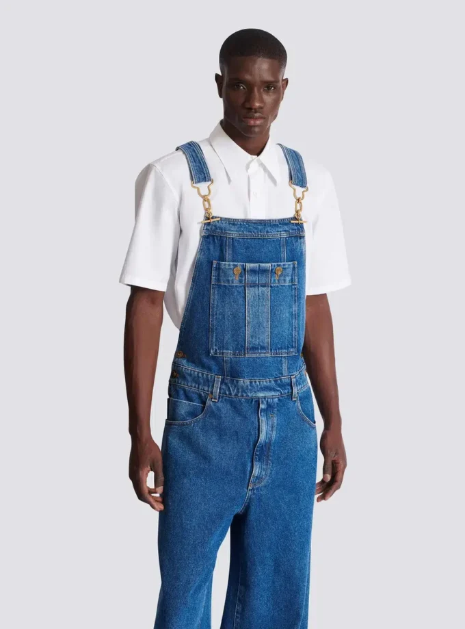 Salopette in denim blu scuro