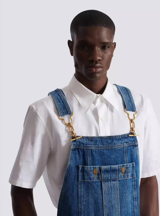 Salopette in denim blu scuro