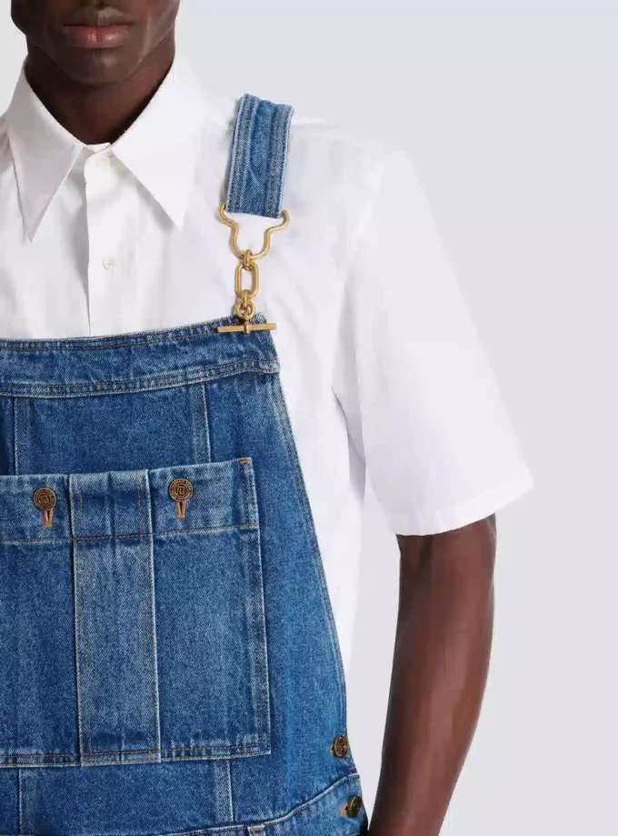 Salopette in denim blu scuro