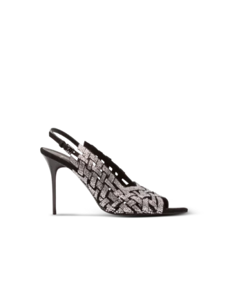 Sandali in camoscio con frange e strass