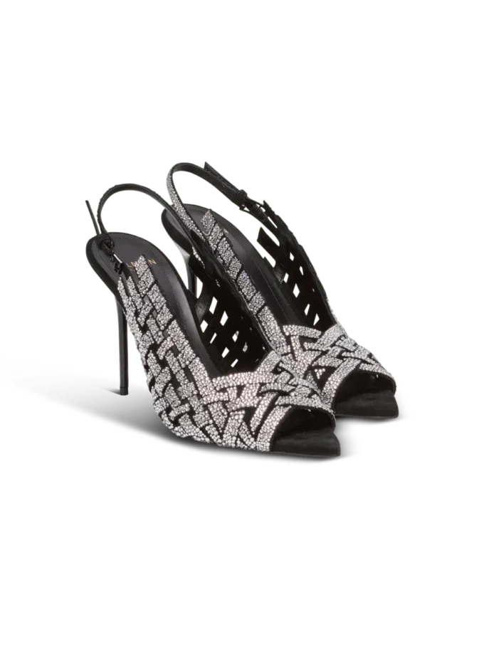 Sandali in camoscio con frange e strass