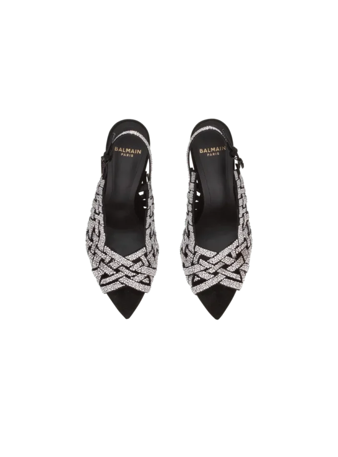 Sandali in camoscio con frange e strass