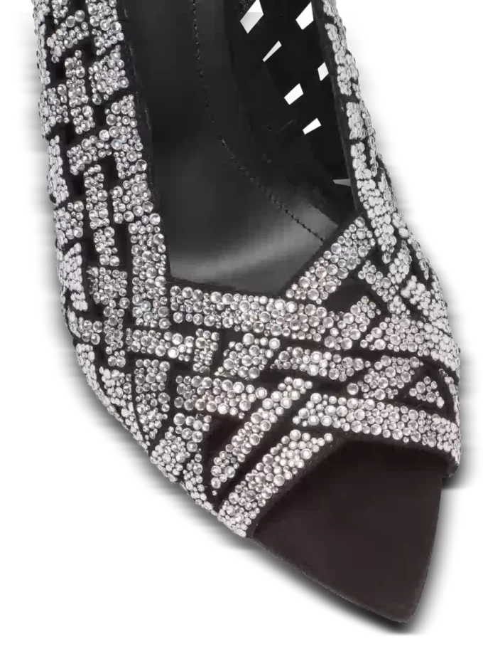 Sandali in camoscio con frange e strass