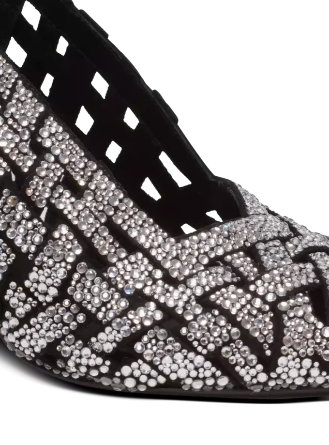 Sandali in camoscio con frange e strass