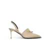 Sandali slingback in gabardine di cotone con piercing