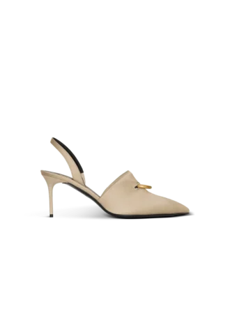 Sandali slingback in gabardine di cotone con piercing