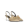 Sandali slingback in gabardine di cotone con piercing