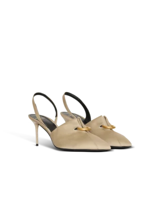 Sandali slingback in gabardine di cotone con piercing