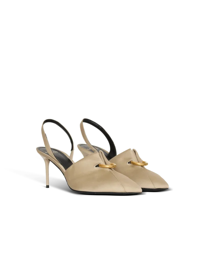 Sandali slingback in gabardine di cotone con piercing