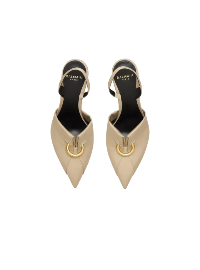 Sandali slingback in gabardine di cotone con piercing