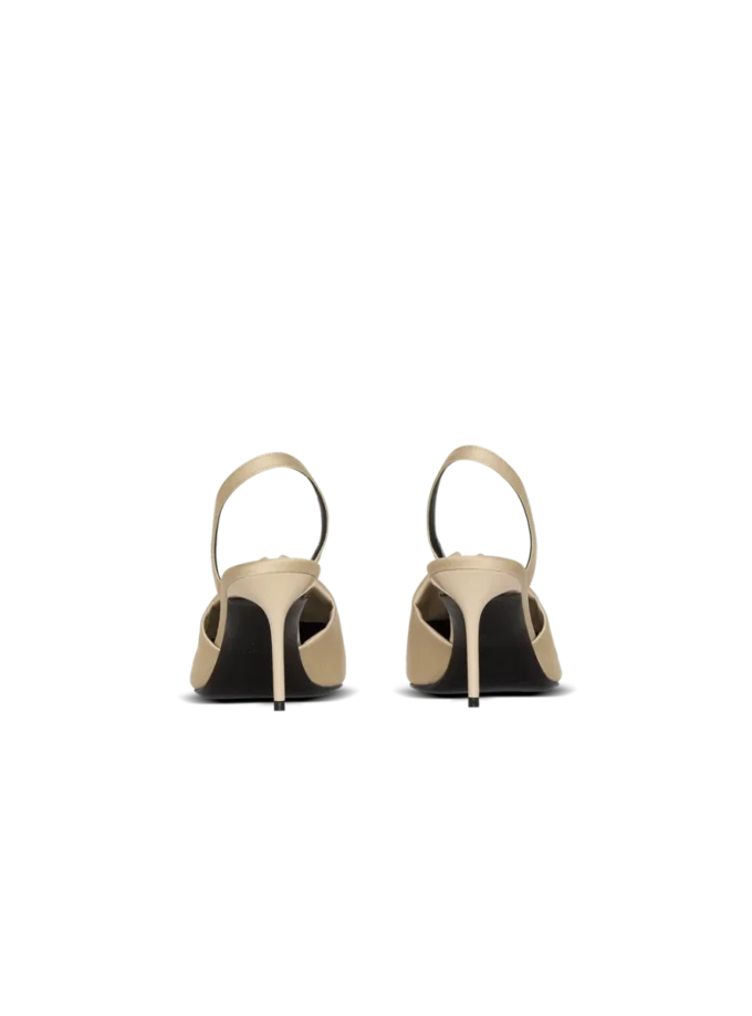 Sandali slingback in gabardine di cotone con piercing