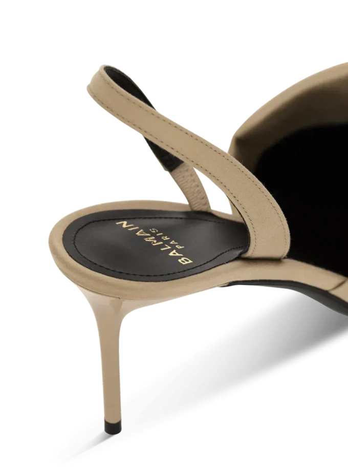 Sandali slingback in gabardine di cotone con piercing