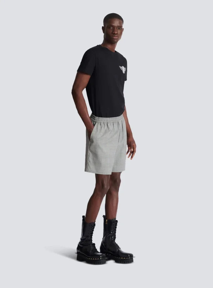 Shorts comodi in raso Principe di Galles Shorts comodi in raso Principe di Galles