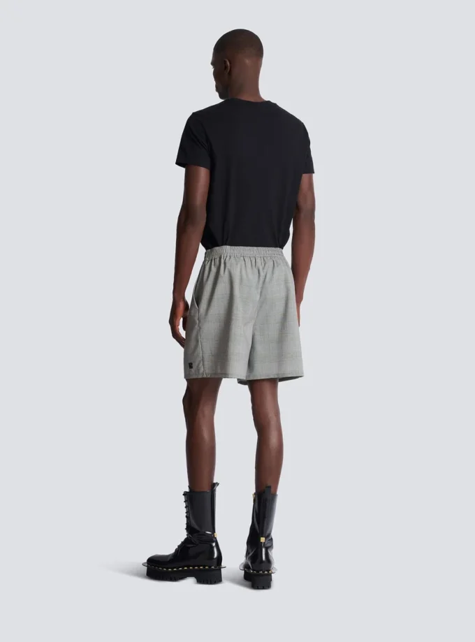 Shorts comodi in raso Principe di Galles Shorts comodi in raso Principe di Galles