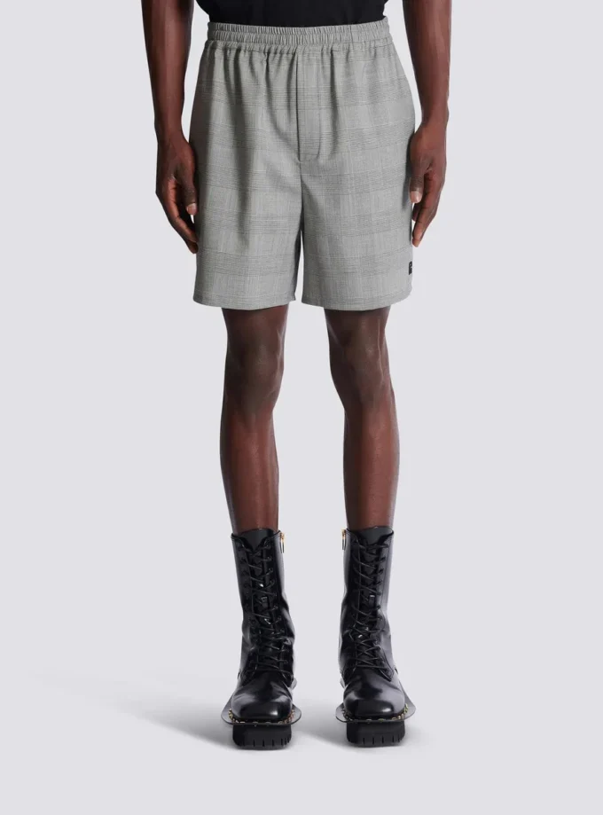 Shorts comodi in raso Principe di Galles Shorts comodi in raso Principe di Galles
