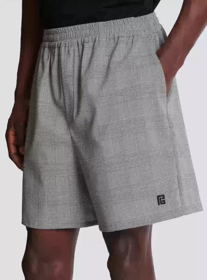 Shorts comodi in raso Principe di Galles Shorts comodi in raso Principe di Galles