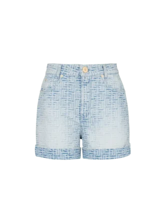 Shorts in denim con monogramma