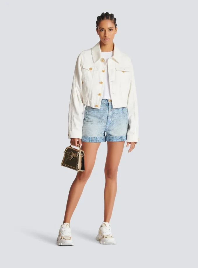 Shorts in denim con monogramma Shorts in denim con monogramma