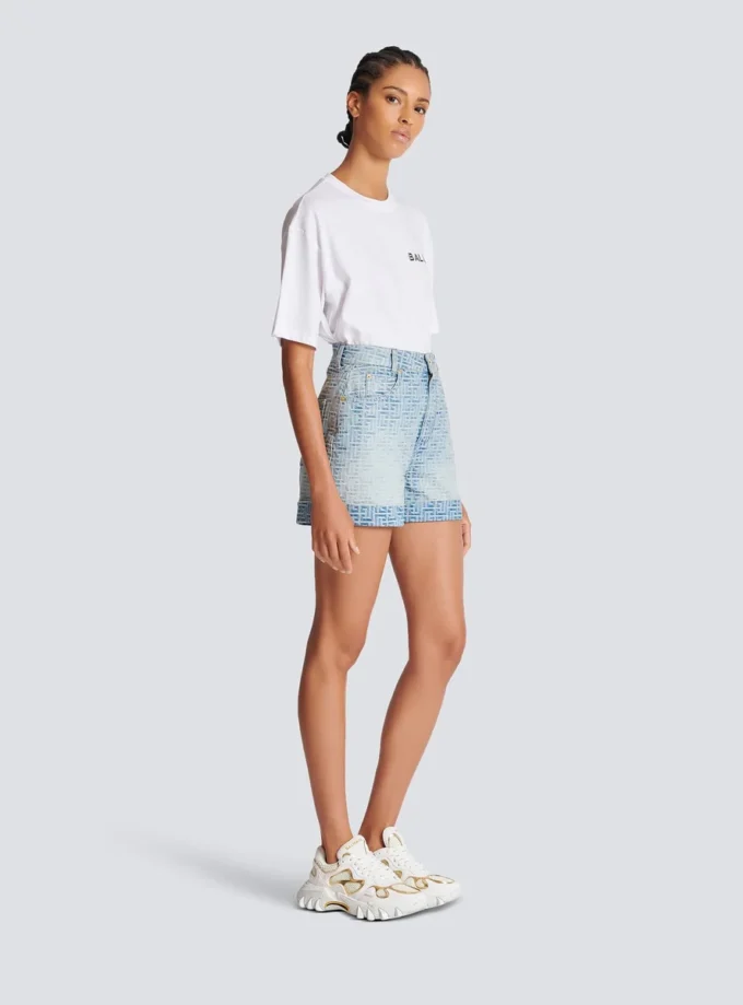 Shorts in denim con monogramma Shorts in denim con monogramma