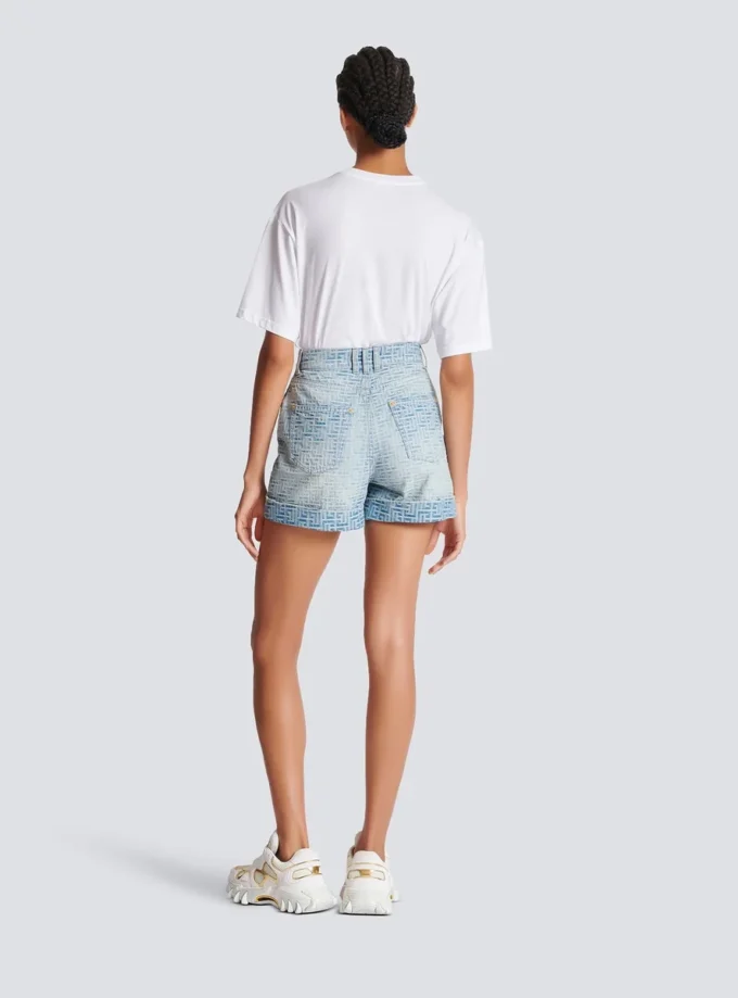 Shorts in denim con monogramma Shorts in denim con monogramma