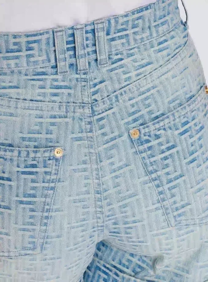 Shorts in denim con monogramma Shorts in denim con monogramma