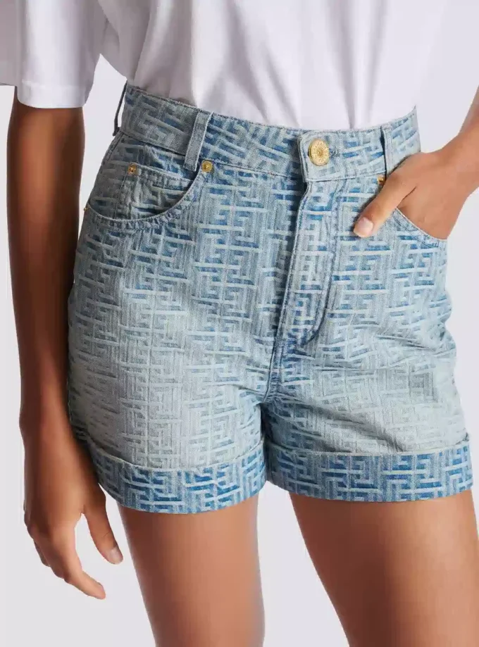 Shorts in denim con monogramma Shorts in denim con monogramma