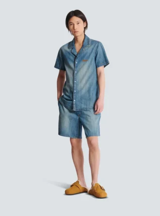 Shorts in denim slavato