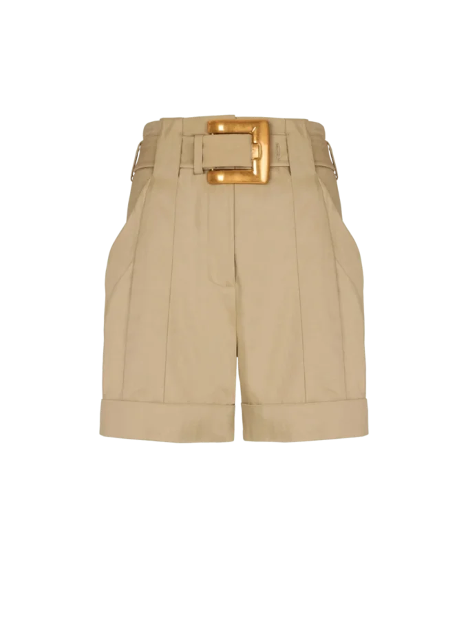 Shorts in gabardine di cotone con cintura Shorts in gabardine di cotone con cintura