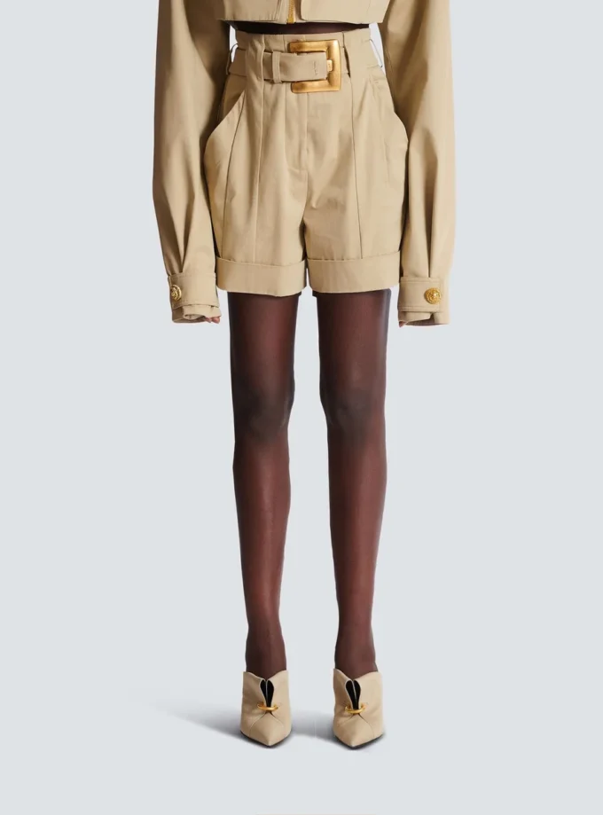 Shorts in gabardine di cotone con cintura Shorts in gabardine di cotone con cintura
