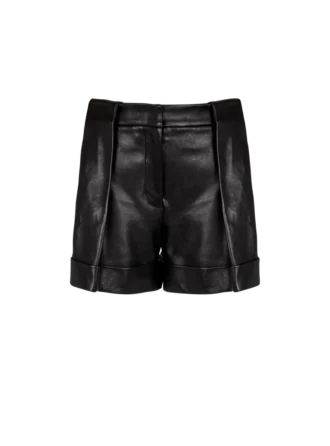 Shorts in pelle di agnello con pieghe