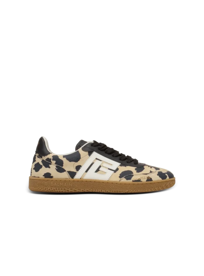 Sneakers Balmain Swan in pelle scamosciata con stampa leopardata Sneakers Balmain Swan in pelle scamosciata con stampa leopardata