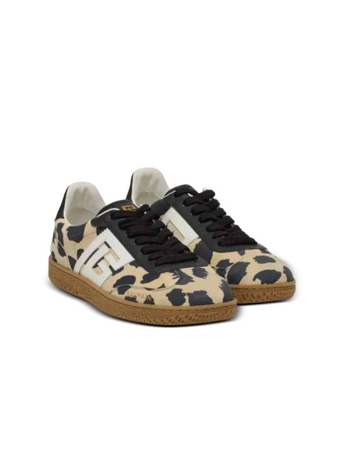Sneakers Balmain Swan in pelle scamosciata con stampa leopardata Sneakers Balmain Swan in pelle scamosciata con stampa leopardata