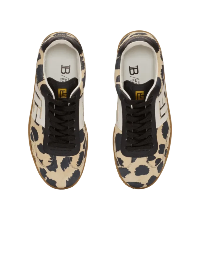Sneakers Balmain Swan in pelle scamosciata con stampa leopardata Sneakers Balmain Swan in pelle scamosciata con stampa leopardata