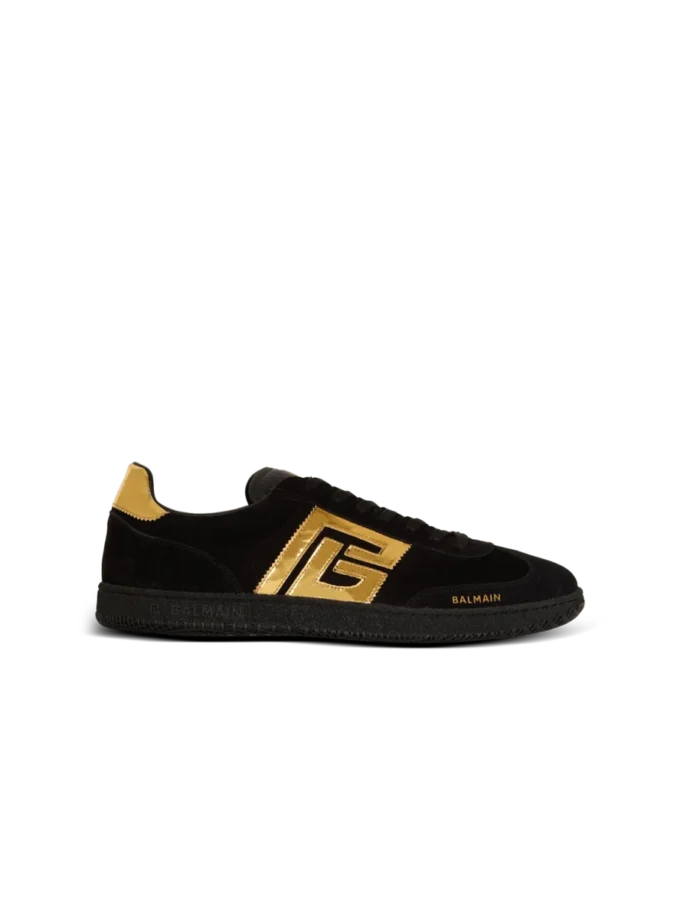 Sneakers Balmain Swan in pelle scamosciata e vernice Sneakers Balmain Swan in pelle scamosciata e vernice