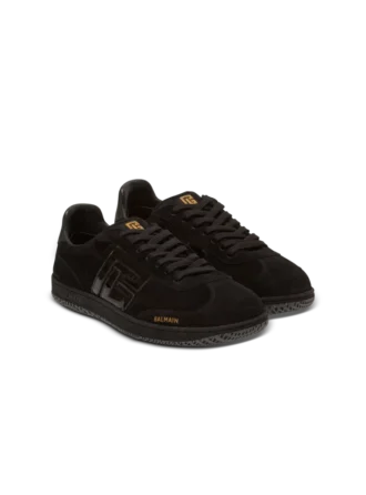 Sneakers Balmain Swan in pelle scamosciata e vernice