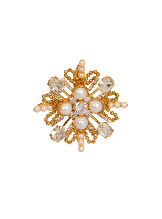 Spilla con perline e cristalli Brandebourg