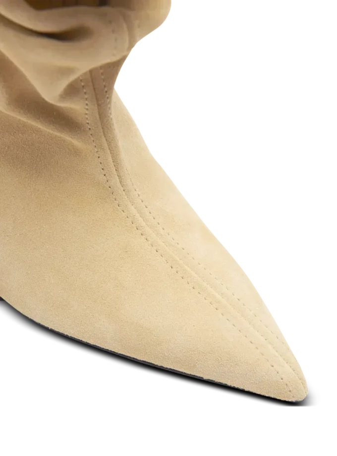 Stivaletti con zeppa in pelle scamosciata drappeggiata