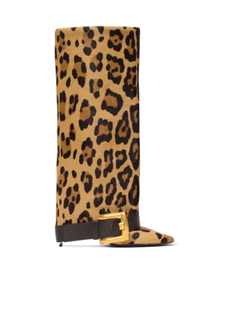 Stivali in pelle con stampa leopardata Anthem