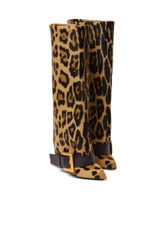 Stivali in pelle con stampa leopardata Anthem